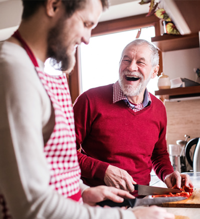 hcss volunteer laughing with senior